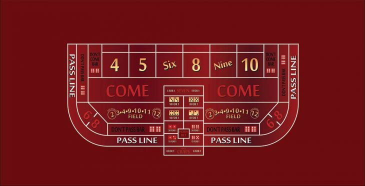 6ft x 62in Craps Single Layout Backed, Burgundy (Billiard Cloth) main image